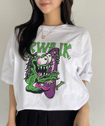 AIR WALK ピグメント加工 半袖 プリント モンスター Tシャツ