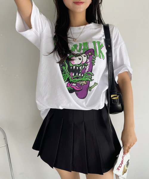 Ada.(エイダ)の「AIR WALK ピグメント加工 半袖 プリント モンスター Tシャツ(Tシャツ/カットソー・レディース・ブラック/ネイビー/オフホワイト・M/L)」の19枚目の写真