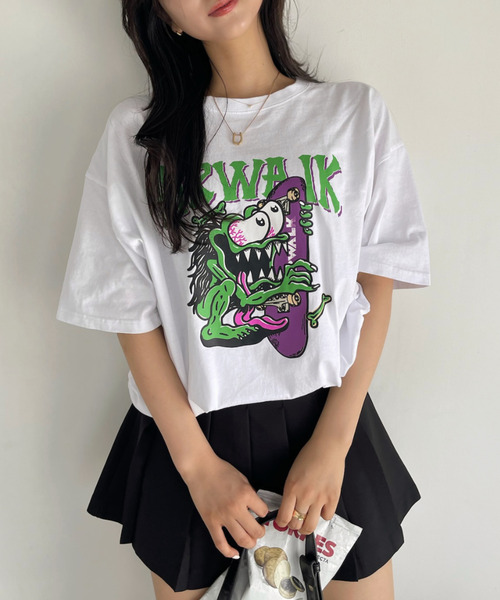Ada.(エイダ)の「AIR WALK ピグメント加工 半袖 プリント モンスター Tシャツ(Tシャツ/カットソー・レディース・ブラック/ネイビー/オフホワイト・M/L)」の20枚目の写真