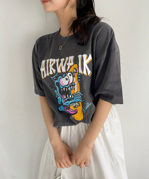 Ada.(エイダ)の「AIR WALK ピグメント加工 半袖 プリント モンスター Tシャツ(Tシャツ/カットソー・レディース・ブラック/ネイビー/オフホワイト・M/L)」の21枚目の写真