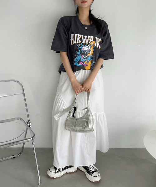 Ada.(エイダ)の「AIR WALK ピグメント加工 半袖 プリント モンスター Tシャツ(Tシャツ/カットソー・レディース・ブラック/ネイビー/オフホワイト・M/L)」の11枚目の写真
