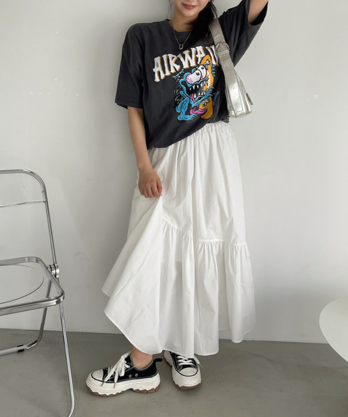 Ada.(エイダ)の「AIR WALK ピグメント加工 半袖 プリント モンスター Tシャツ(Tシャツ/カットソー・レディース・ブラック/ネイビー/オフホワイト・M/L)」の12枚目の写真