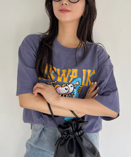 Ada.(エイダ)の「AIR WALK ピグメント加工 半袖 プリント モンスター Tシャツ(Tシャツ/カットソー・レディース・ブラック/ネイビー/オフホワイト・M/L)」の16枚目の写真