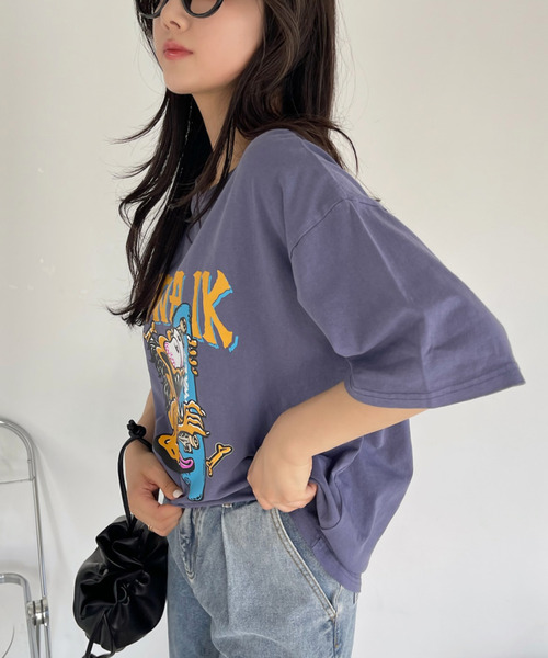 Ada.(エイダ)の「AIR WALK ピグメント加工 半袖 プリント モンスター Tシャツ(Tシャツ/カットソー・レディース・ブラック/ネイビー/オフホワイト・M/L)」の7枚目の写真