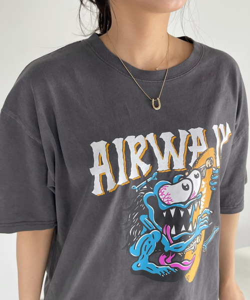 Ada.(エイダ)の「AIR WALK ピグメント加工 半袖 プリント モンスター Tシャツ(Tシャツ/カットソー・レディース・ブラック/ネイビー/オフホワイト・M/L)」の8枚目の写真