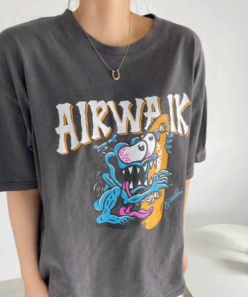Ada.(エイダ)の「AIR WALK ピグメント加工 半袖 プリント モンスター Tシャツ(Tシャツ/カットソー・レディース・ブラック/ネイビー/オフホワイト・M/L)」の9枚目の写真