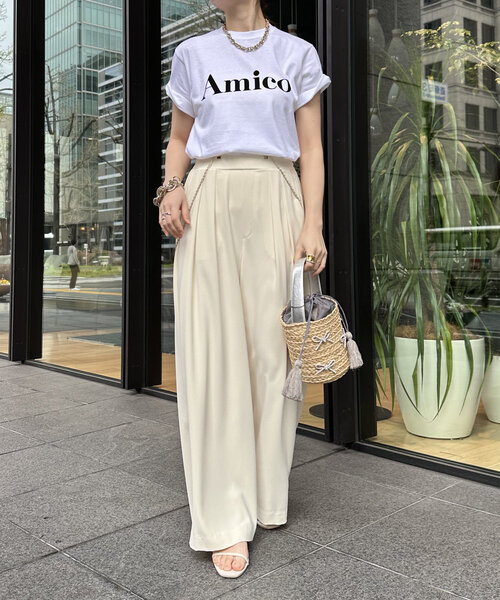 DouDou（ドゥドゥ）の「【WEB限定】AmicoフロッキーロゴTEE（Tシャツ/カットソー・レディース・ホワイト/ネイビー/チャコールグレー・FREE）」の7枚目の写真