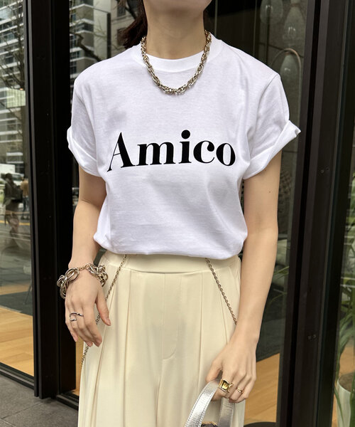 DouDou（ドゥドゥ）の「【WEB限定】AmicoフロッキーロゴTEE（Tシャツ/カットソー・レディース・ホワイト/ネイビー/チャコールグレー・FREE）」の11枚目の写真