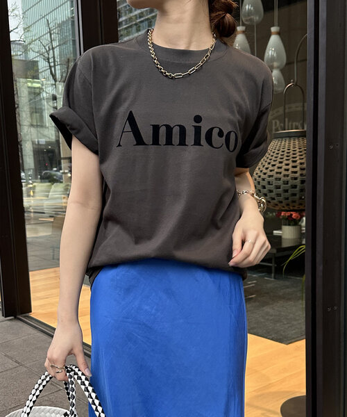 DouDou（ドゥドゥ）の「【WEB限定】AmicoフロッキーロゴTEE（Tシャツ/カットソー・レディース・ホワイト/ネイビー/チャコールグレー・FREE）」の20枚目の写真