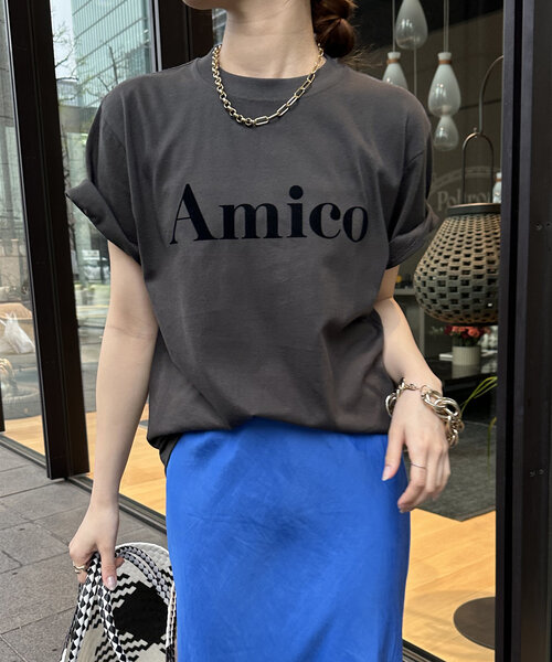 DouDou（ドゥドゥ）の「【WEB限定】AmicoフロッキーロゴTEE（Tシャツ/カットソー・レディース・ホワイト/ネイビー/チャコールグレー・FREE）」の21枚目の写真