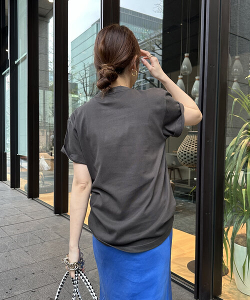 tシャツ 「WEB限定」 異素材切替フロッキーロゴTEE レディース セール】【WEB限定】AmicoフロッキーロゴTEE（Tシャツ