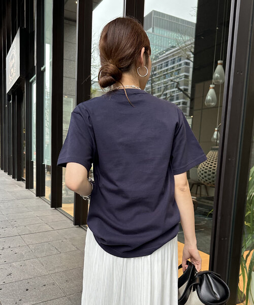 tシャツ 「WEB限定」 異素材切替フロッキーロゴTEE レディース DouDou tシャツ 「新色追加」JES'EN FICHEフロッキーロゴTEE
