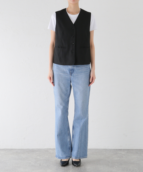 JOURNAL STANDARD relume(ジャーナルスタンダード レリューム)の「T/R ツイルコンパクトベスト(ベスト・レディース・ブラック/ベージュ・FREE)」の4枚目の写真