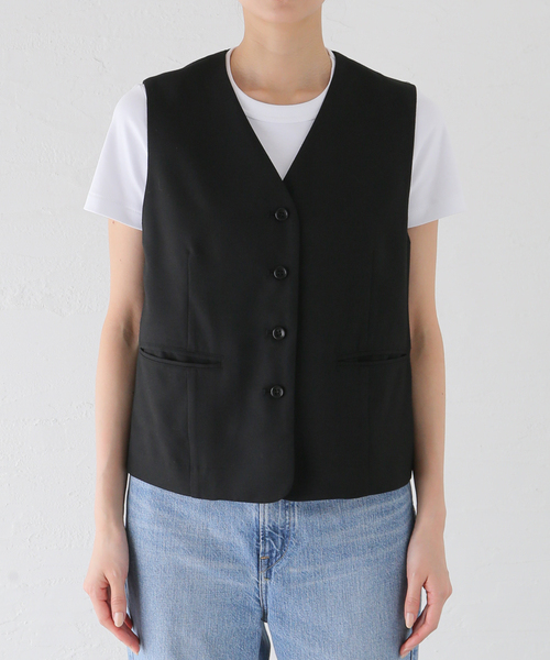 JOURNAL STANDARD relume(ジャーナルスタンダード レリューム)の「T/R ツイルコンパクトベスト(ベスト・レディース・ブラック/ベージュ・FREE)」の5枚目の写真