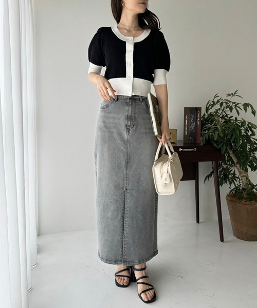 one after another NICE CLAUP(ワンアフターアナザーナイスクラップ)の「【OTONA NICE】配色ニットカーディガン(ニット/セーター・レディース・ホワイト×ブラック/ブラック×ホワイト/グレー×ホワイト・FREE)」の6枚目の写真