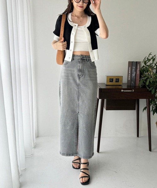 one after another NICE CLAUP(ワンアフターアナザーナイスクラップ)の「【OTONA NICE】配色ニットカーディガン(ニット/セーター・レディース・ホワイト×ブラック/ブラック×ホワイト/グレー×ホワイト・FREE)」の8枚目の写真