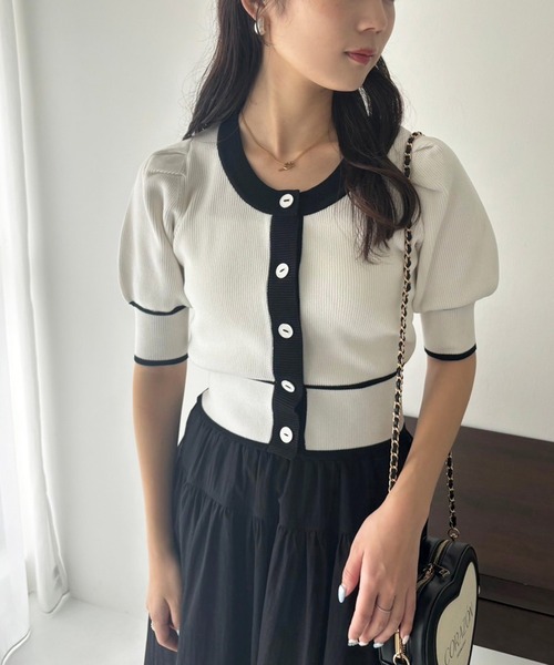 one after another NICE CLAUP(ワンアフターアナザーナイスクラップ)の「【OTONA NICE】配色ニットカーディガン(ニット/セーター・レディース・ホワイト×ブラック/ブラック×ホワイト/グレー×ホワイト・FREE)」の12枚目の写真