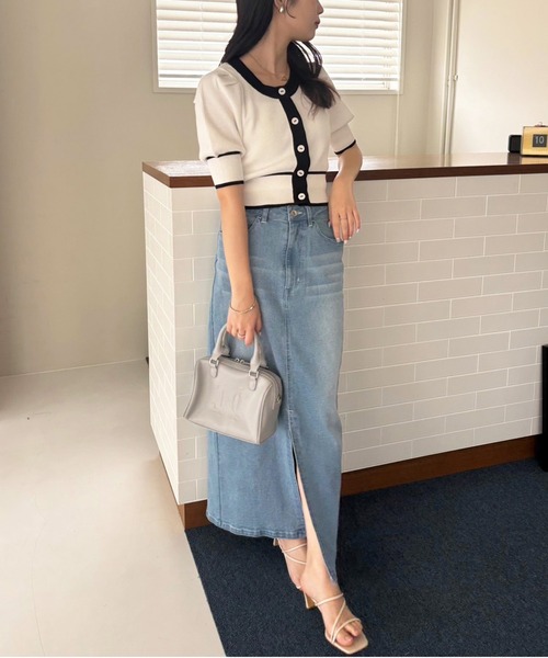 one after another NICE CLAUP(ワンアフターアナザーナイスクラップ)の「【OTONA NICE】配色ニットカーディガン(ニット/セーター・レディース・ホワイト×ブラック/ブラック×ホワイト/グレー×ホワイト・FREE)」の9枚目の写真