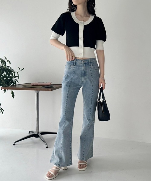 one after another NICE CLAUP(ワンアフターアナザーナイスクラップ)の「【OTONA NICE】配色ニットカーディガン(ニット/セーター・レディース・ホワイト×ブラック/ブラック×ホワイト/グレー×ホワイト・FREE)」の5枚目の写真