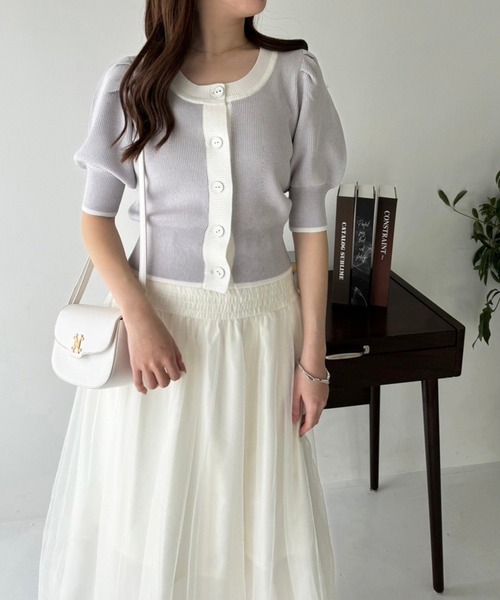 one after another NICE CLAUP(ワンアフターアナザーナイスクラップ)の「【OTONA NICE】配色ニットカーディガン(ニット/セーター・レディース・ホワイト×ブラック/ブラック×ホワイト/グレー×ホワイト・FREE)」の13枚目の写真