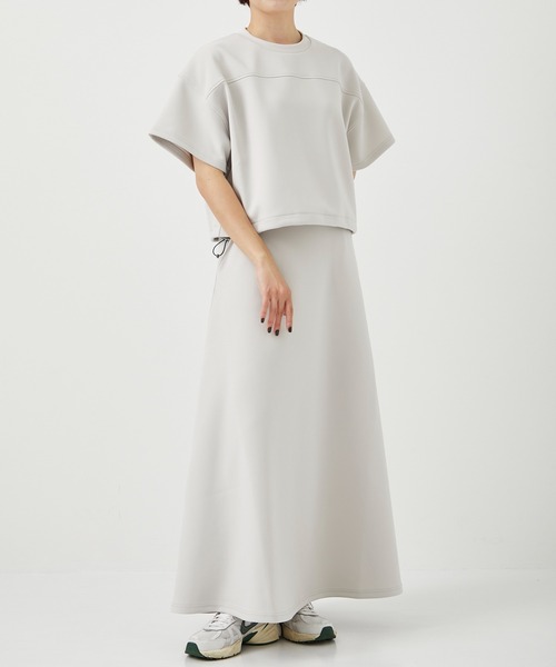 CITY TOKYO(シティトウキョウ)の「<セットアップ対応><洗濯機洗い可能><UVカット><接触冷感>アクアスーティングジャージフレアースカート(スカート・レディース・カーキ/ライトグレー/ダークグレー・1/2)」の4枚目の写真