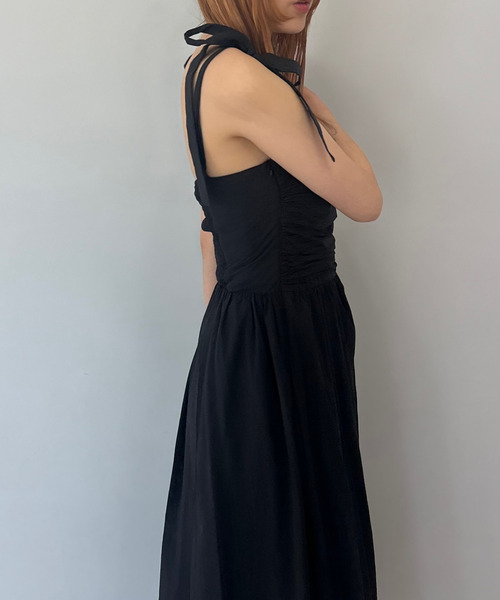 ショルダーリボン フロントプリーツワンピース FX24L060【Fano