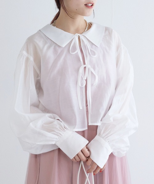 w closet（ダブルクローゼット）の「シアーリボンブラウス（シャツ