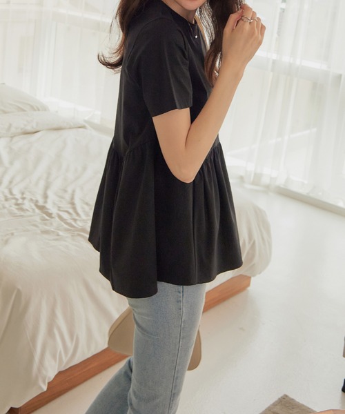 CHAN ME（チャンミ）の「異素材切替Aラインプルオーバー（Tシャツ/カットソー・レディース・ブラック/ホワイト×ブラック/ホワイト・MEDIUM/LARGE/X-LARGE）」の21枚目の写真