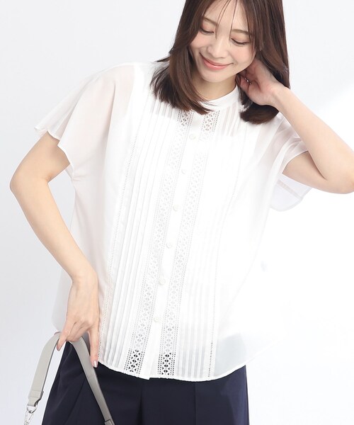 新品•未使用★Reflect【接触冷感／洗える】フロントレースデザインブラウス SALE／WEB限定カラーあり／接触冷感／洗える】フロントレース