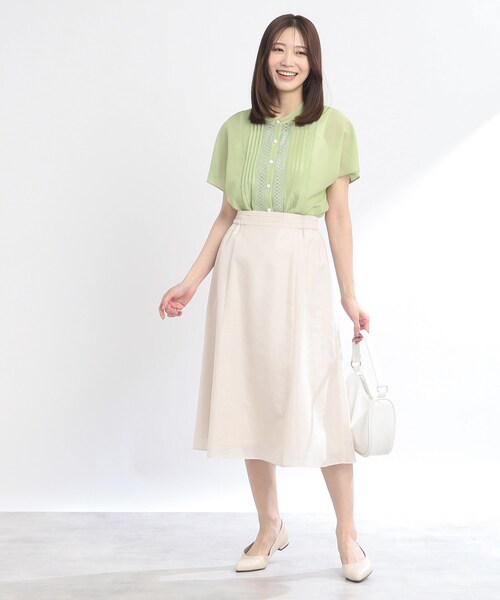 新品•未使用★Reflect【接触冷感／洗える】フロントレースデザインブラウス SALE／WEB限定カラーあり／接触冷感／洗える】フロントレース