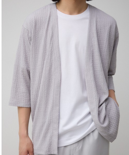 AZUL by moussy（アズールバイマウジー）の「ビッグサッカーライトトッパー（カーディガン/ボレロ・メンズ・ブラック/ライトブルー/ライトグレー・LARGE/MEDIUM）」の3枚目の写真