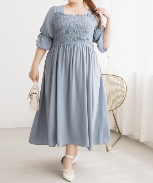 【セール】袖リボンシャーリングワンピース（ワンピース）｜CLETTE（クレット）