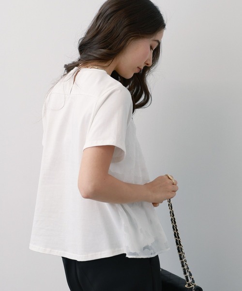 saloon（サルーン）の「SALOON(サルーン)/【AMBELLITE】ティアードレースカットソー　半袖（Tシャツ/カットソー・レディース・ブラック/ホワイト・FREE）」の6枚目の写真