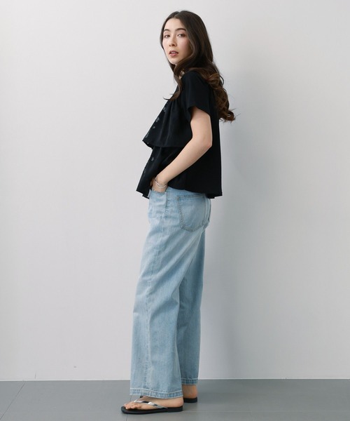 saloon（サルーン）の「SALOON(サルーン)/【AMBELLITE】ティアードレースカットソー　半袖（Tシャツ/カットソー・レディース・ブラック/ホワイト・FREE）」の14枚目の写真