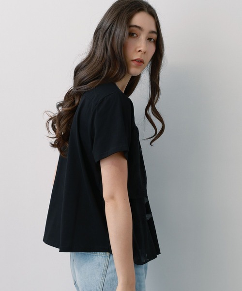 saloon（サルーン）の「SALOON(サルーン)/【AMBELLITE】ティアードレースカットソー　半袖（Tシャツ/カットソー・レディース・ブラック/ホワイト・FREE）」の15枚目の写真