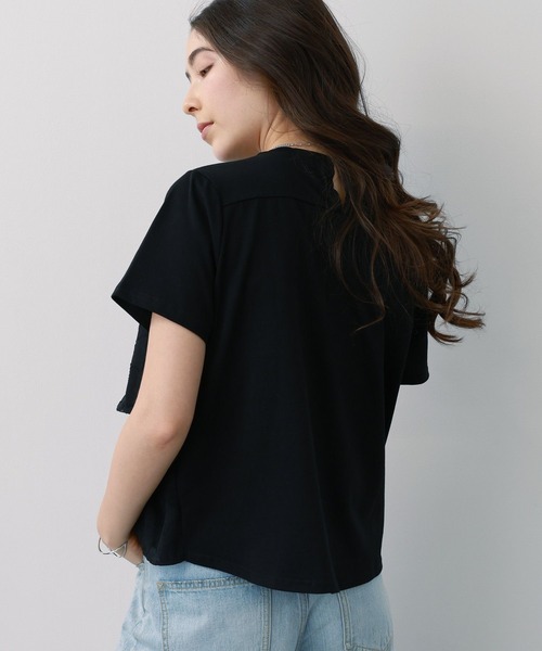 saloon（サルーン）の「SALOON(サルーン)/【AMBELLITE】ティアードレースカットソー　半袖（Tシャツ/カットソー・レディース・ブラック/ホワイト・FREE）」の13枚目の写真