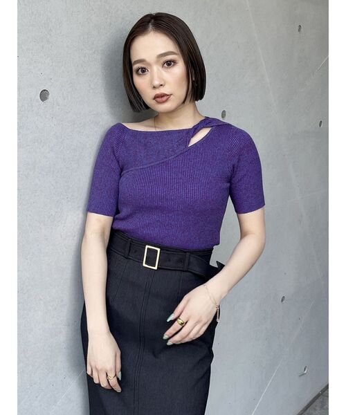 MURUA(ムルーア)の「ツイストワンショルニット(ニット/セーター・レディース・ホワイト/パープル/ブラック/ブルー/オレンジ・FREE)」の9枚目の写真