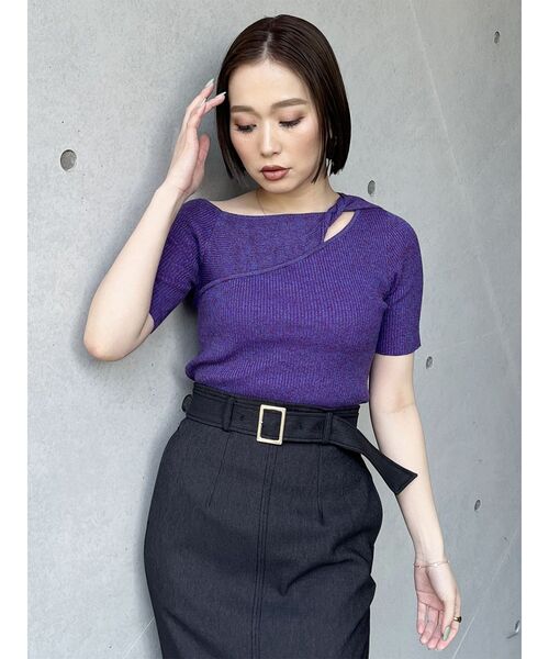 MURUA(ムルーア)の「ツイストワンショルニット(ニット/セーター・レディース・ホワイト/パープル/ブラック/ブルー/オレンジ・FREE)」の10枚目の写真