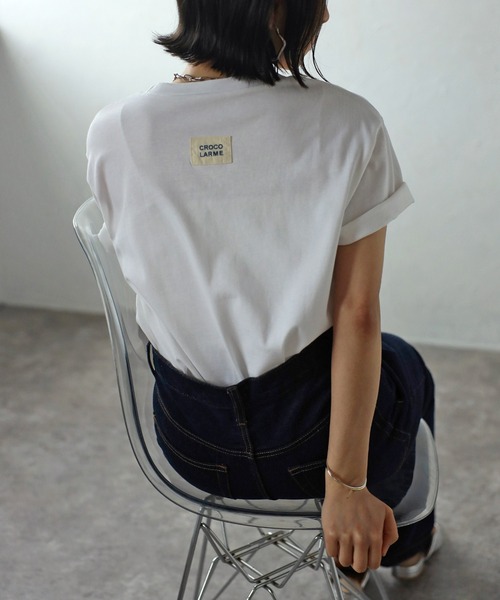 Bonjour Sagan(ボンジュールサガン)の「バックカラーロゴラベルTシャツ(Tシャツ/カットソー・レディース・ホワイト系その他/ホワイト×グリーン/ホワイト×ホワイト/グレー系その他/グレー×ピンク・FREE)」の17枚目の写真