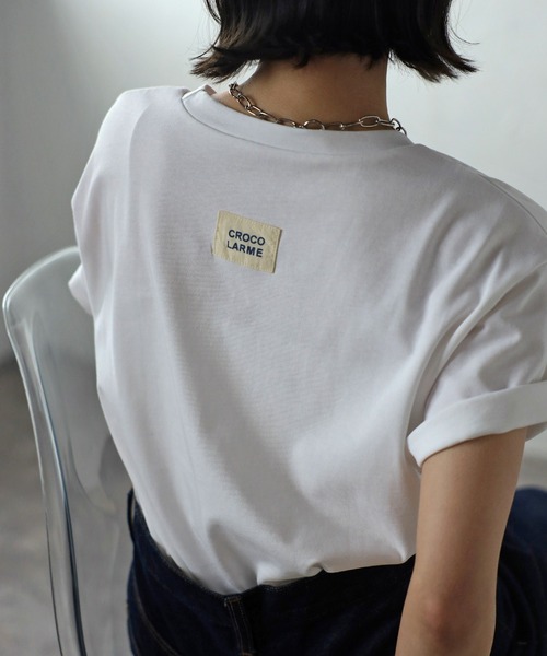 Bonjour Sagan(ボンジュールサガン)の「バックカラーロゴラベルTシャツ(Tシャツ/カットソー・レディース・ホワイト系その他/ホワイト×グリーン/ホワイト×ホワイト/グレー系その他/グレー×ピンク・FREE)」の18枚目の写真