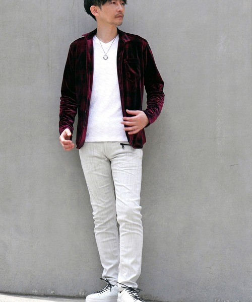 HIDEAWAYS NICOLE(ハイダウェイニコル)の「ハイストレッチ別珍シャツ(シャツ/ブラウス・メンズ・ネイビー/チャコールグレー/ボルドー・X-LARGE/LARGE/MEDIUM)」の4枚目の写真