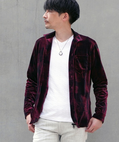 HIDEAWAYS NICOLE(ハイダウェイニコル)の「ハイストレッチ別珍シャツ(シャツ/ブラウス・メンズ・ネイビー/チャコールグレー/ボルドー・X-LARGE/LARGE/MEDIUM)」の5枚目の写真