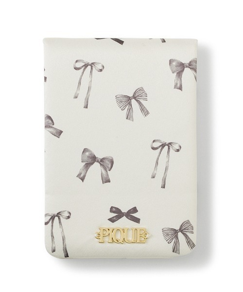 gelato pique（ジェラートピケ）の「リボン柄サテンミラー（手鏡/メイクミラー・レディース・オフホワイト/ダークグレー・FREE）」の2枚目の写真