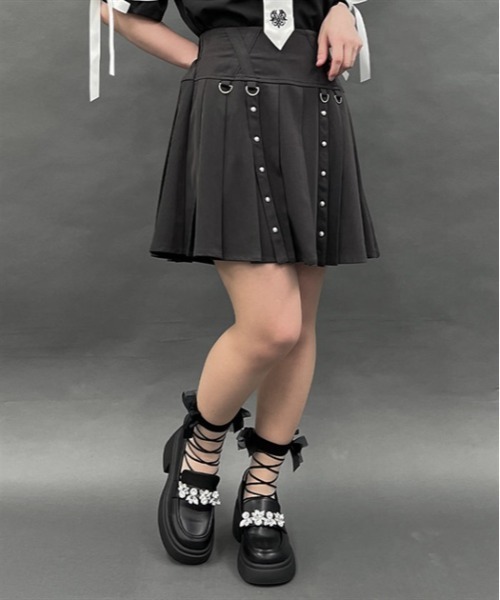 axes femme POETIQUE（アクシーズファムポエティック）の「ベルトデザインスカパン（その他パンツ・レディース・ネイビー/チャコールグレー/ブラック・MEDIUM）」の3枚目の写真