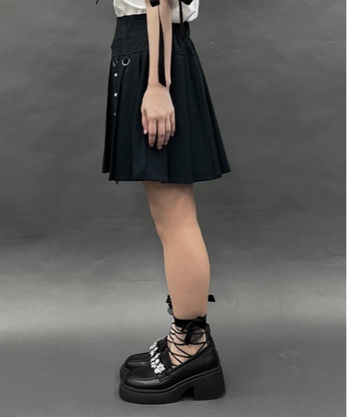 axes femme POETIQUE（アクシーズファムポエティック）の「ベルトデザインスカパン（その他パンツ・レディース・ネイビー/チャコールグレー/ブラック・MEDIUM）」の4枚目の写真