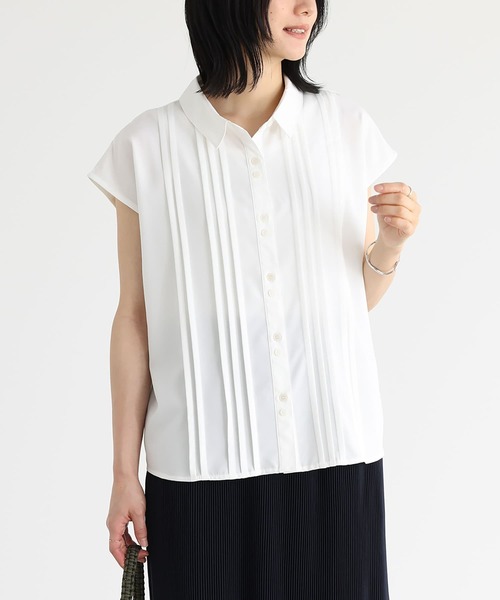 n'OrLABEL(ノアールレーベル)の「ピンタックフレンチスリーブブラウス(シャツ/ブラウス・レディース・ブラック/オフホワイト/ライトグリーン・1/2)」の9枚目の写真