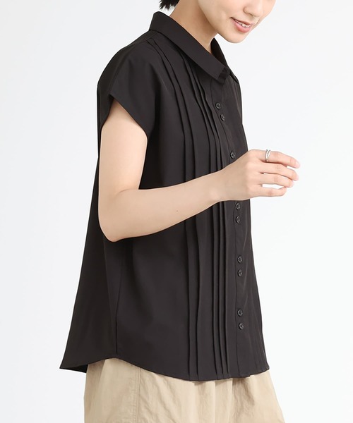 n'OrLABEL(ノアールレーベル)の「ピンタックフレンチスリーブブラウス(シャツ/ブラウス・レディース・ブラック/オフホワイト/ライトグリーン・1/2)」の18枚目の写真