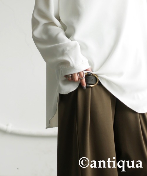 antiqua(アンティカ)の「帯電防止プルオーバー(Tシャツ/カットソー・レディース・オフホワイト/ブラック・ONESIZE)」の8枚目の写真