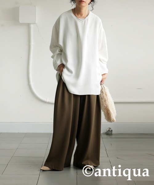 antiqua(アンティカ)の「帯電防止プルオーバー(Tシャツ/カットソー・レディース・オフホワイト/ブラック・ONESIZE)」の6枚目の写真