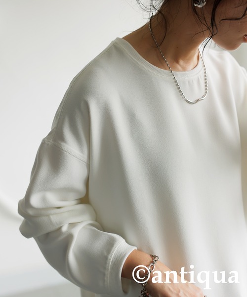 antiqua(アンティカ)の「帯電防止プルオーバー(Tシャツ/カットソー・レディース・オフホワイト/ブラック・ONESIZE)」の7枚目の写真